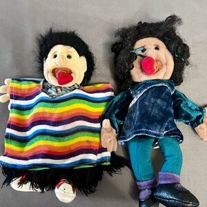 VTG Folktails Folkmanis Boy & Girl W/ Black Hair  Hand Puppets 10-11”